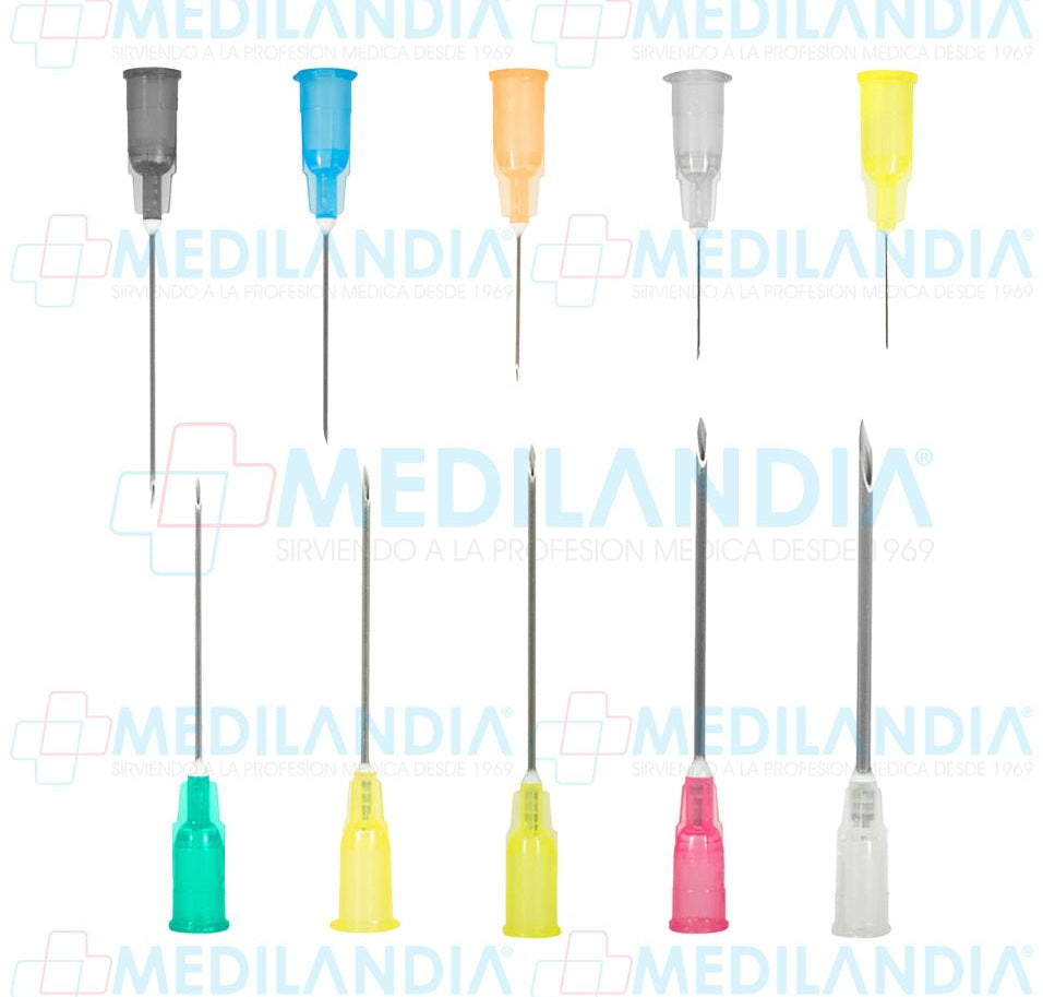 Agujas hipodérmicas desechables caja con 100 piezas - Aguja hipodermica - DL - MEDILANDIA | Tienda de productos y equipos médicos de calidad en México | Soluciones profesionales para clínicas, hospitales y consultorios.
