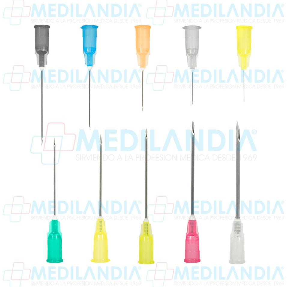 Agujas hipodérmicas desechables caja con 100 piezas - Aguja hipodermica - DL - MEDILANDIA | Tienda de productos y equipos médicos de calidad en México | Soluciones profesionales para clínicas, hospitales y consultorios.