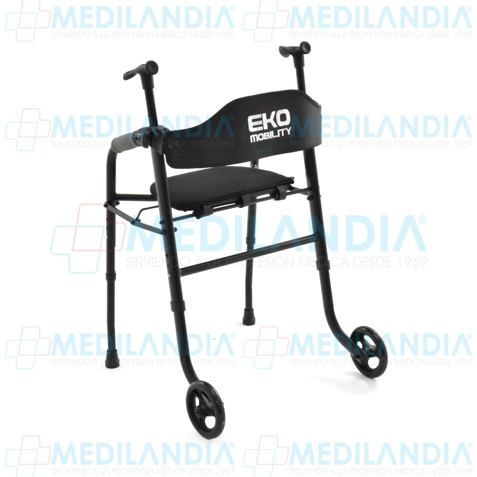 Andadera de aluminio plegable con ruedas, asiento, y puños ergonómicos - Andadera - EM - MEDILANDIA | Tienda de productos médicos