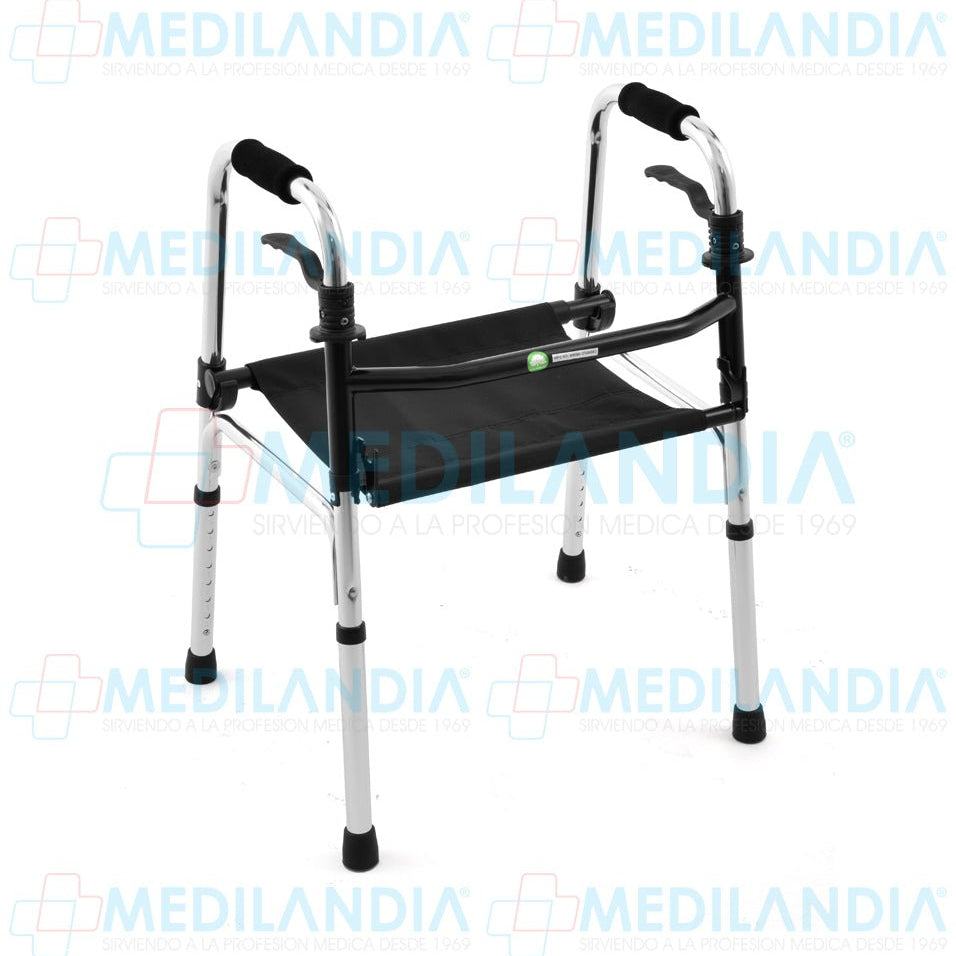 Andadera plegable con asiento de lona - Andadera - EM - MEDILANDIA | Tienda de productos y equipos médicos de calidad en México | Soluciones profesionales para clínicas, hospitales y consultorios.