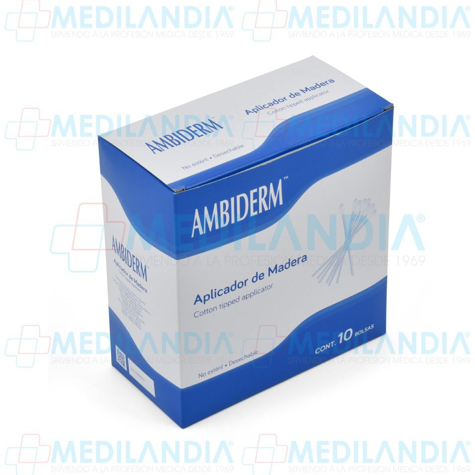 Aplicador de madera de 15 cm con punta de algodón - Aplicador de madera - AMBIDERM - MEDILANDIA | Tienda de productos y equipos médicos de calidad en México | Soluciones profesionales para clínicas, hospitales y consultorios.