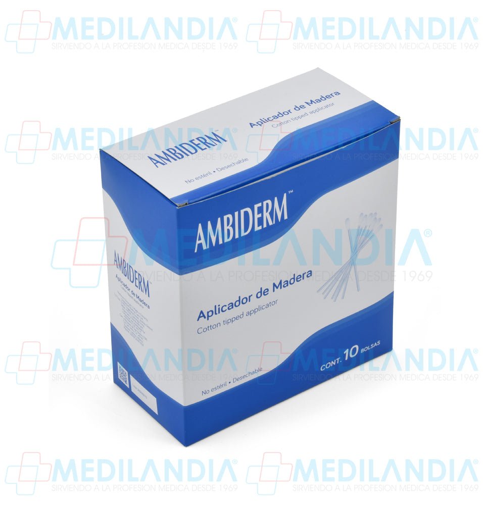 Aplicador de madera de 15 cm con punta de algodón - Aplicador de madera - AMBIDERM - MEDILANDIA | Tienda de productos y equipos médicos de calidad en México | Soluciones profesionales para clínicas, hospitales y consultorios.