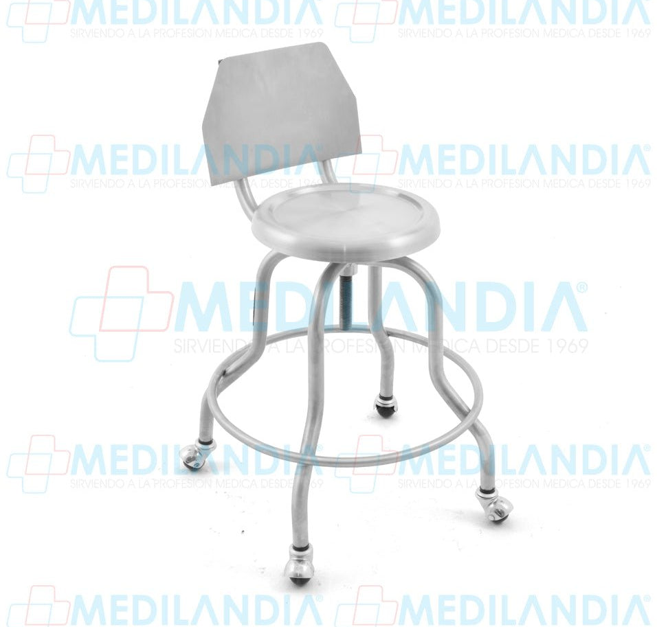Banco giratorio altura variable de acero inoxidable con ruedas con respaldo - Banco giratorio - CIIASA- MEDILANDIA | Tienda de productos y equipos médicos de calidad en México | Soluciones profesionales para clínicas, hospitales y consultorios.