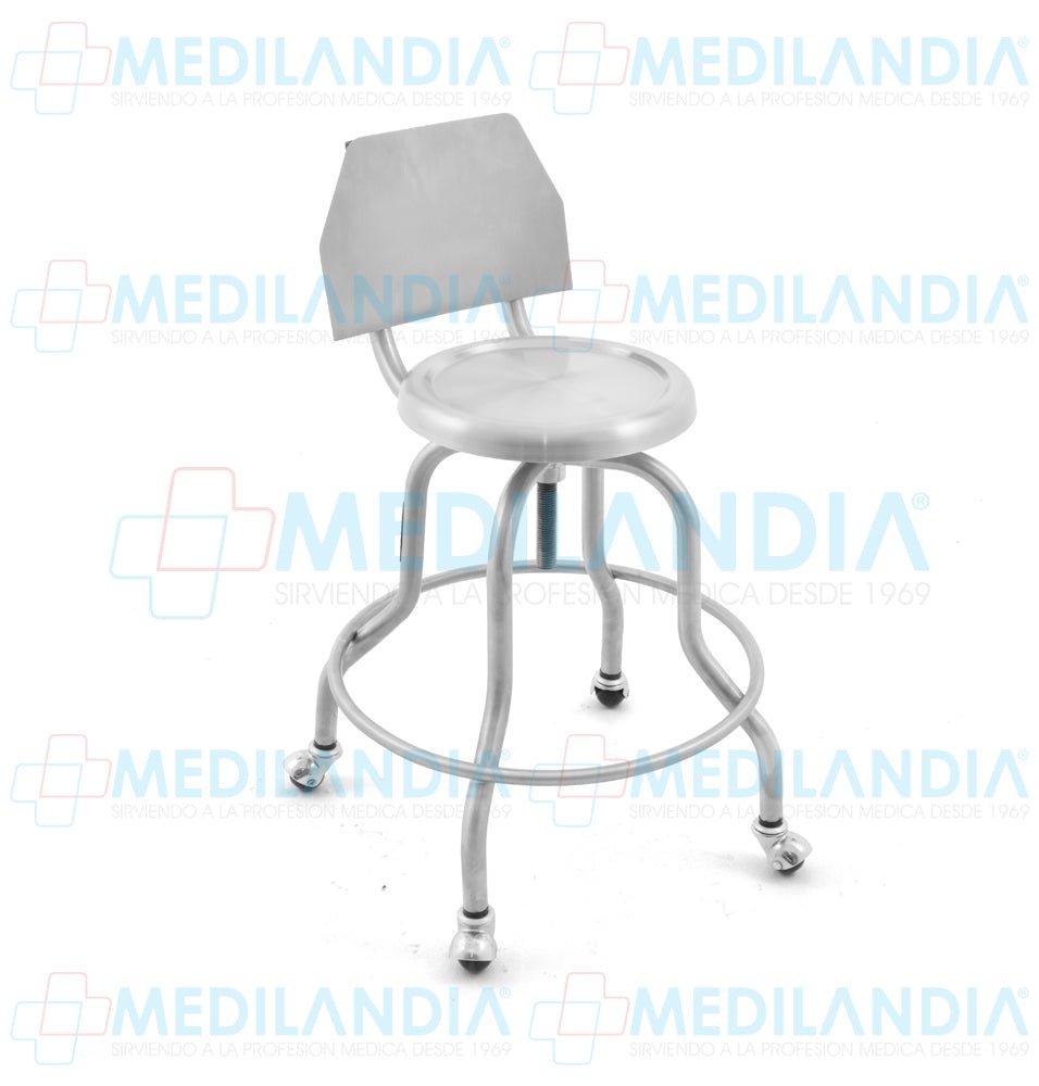 Banco giratorio altura variable de acero inoxidable con ruedas con respaldo - Banco giratorio - CIIASA- MEDILANDIA | Tienda de productos y equipos médicos de calidad en México | Soluciones profesionales para clínicas, hospitales y consultorios.