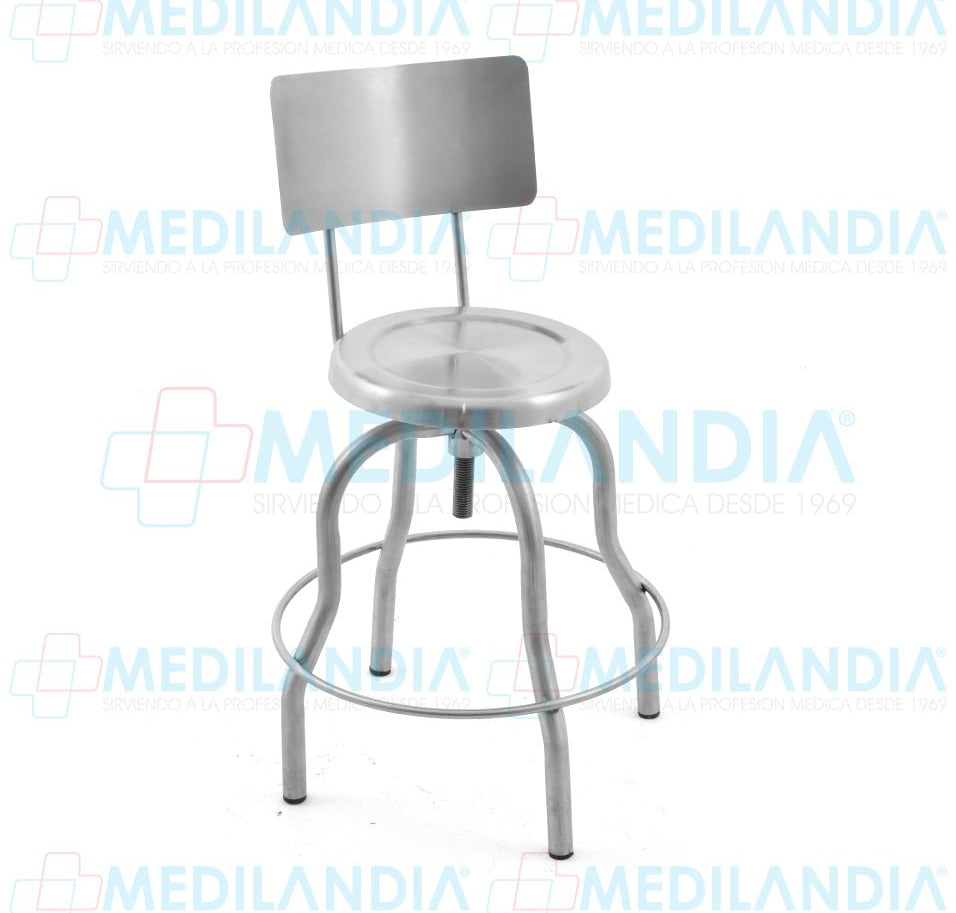 Banco giratorio altura variable de acero inoxidable si ruedas con respaldo - Banco giratorio - MEDILANDIA- MEDILANDIA | Tienda de productos y equipos médicos de calidad en México | Soluciones profesionales para clínicas, hospitales y consultorios.
