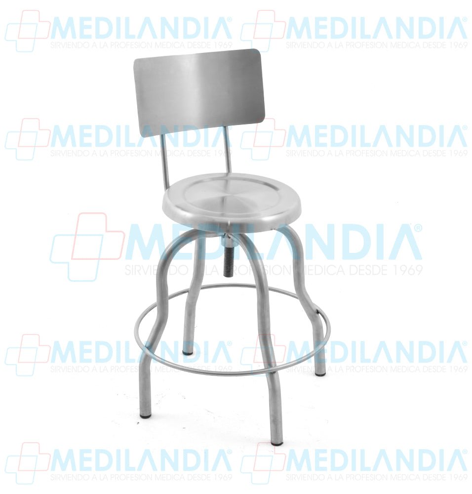 Banco giratorio altura variable de acero inoxidable si ruedas con respaldo - Banco giratorio - MEDILANDIA- MEDILANDIA | Tienda de productos y equipos médicos de calidad en México | Soluciones profesionales para clínicas, hospitales y consultorios.