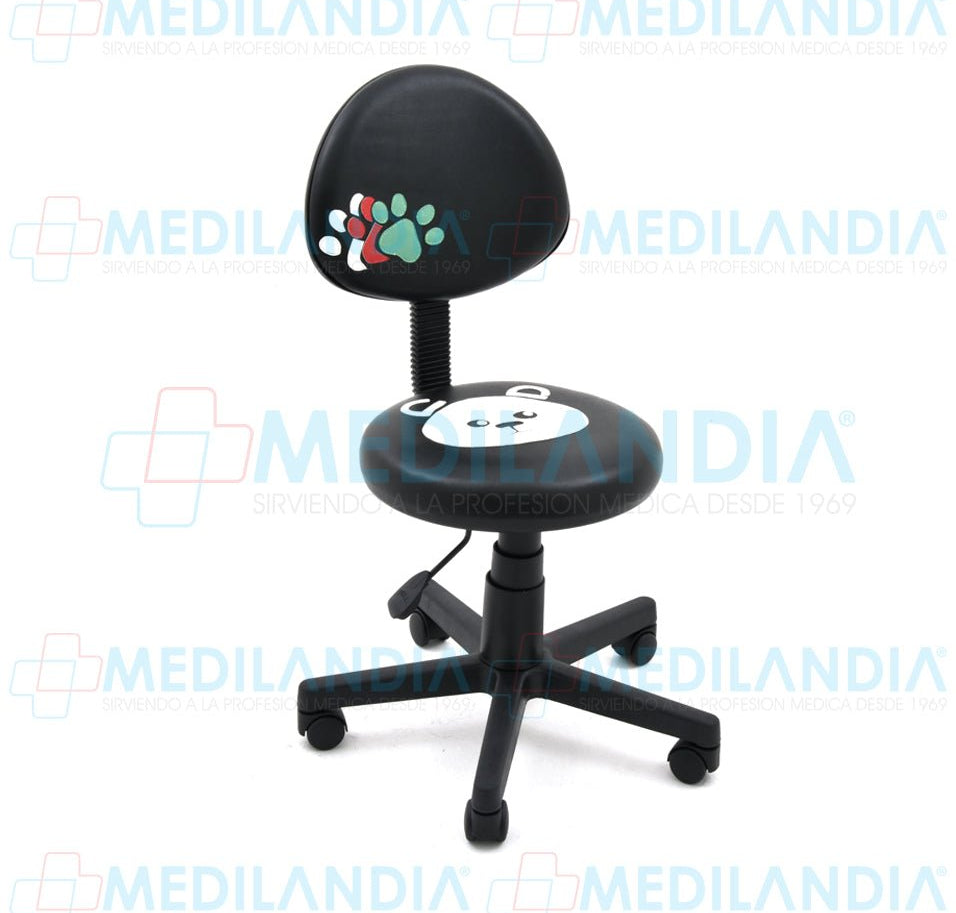 Banco giratorio con respaldo con figurase huellas y figura de oso en asiento - Banco giratorio - CIIASA - MEDILANDIA | Tienda de productos y equipos médicos de calidad en México | Soluciones profesionales para clínicas, hospitales y consultorios.