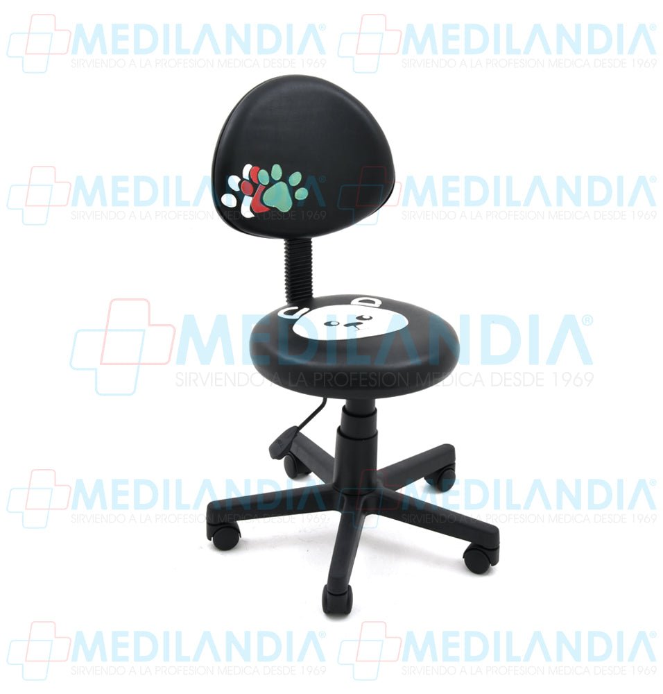 Banco giratorio con respaldo con figurase huellas y figura de oso en asiento - Banco giratorio - CIIASA - MEDILANDIA | Tienda de productos y equipos médicos de calidad en México | Soluciones profesionales para clínicas, hospitales y consultorios.
