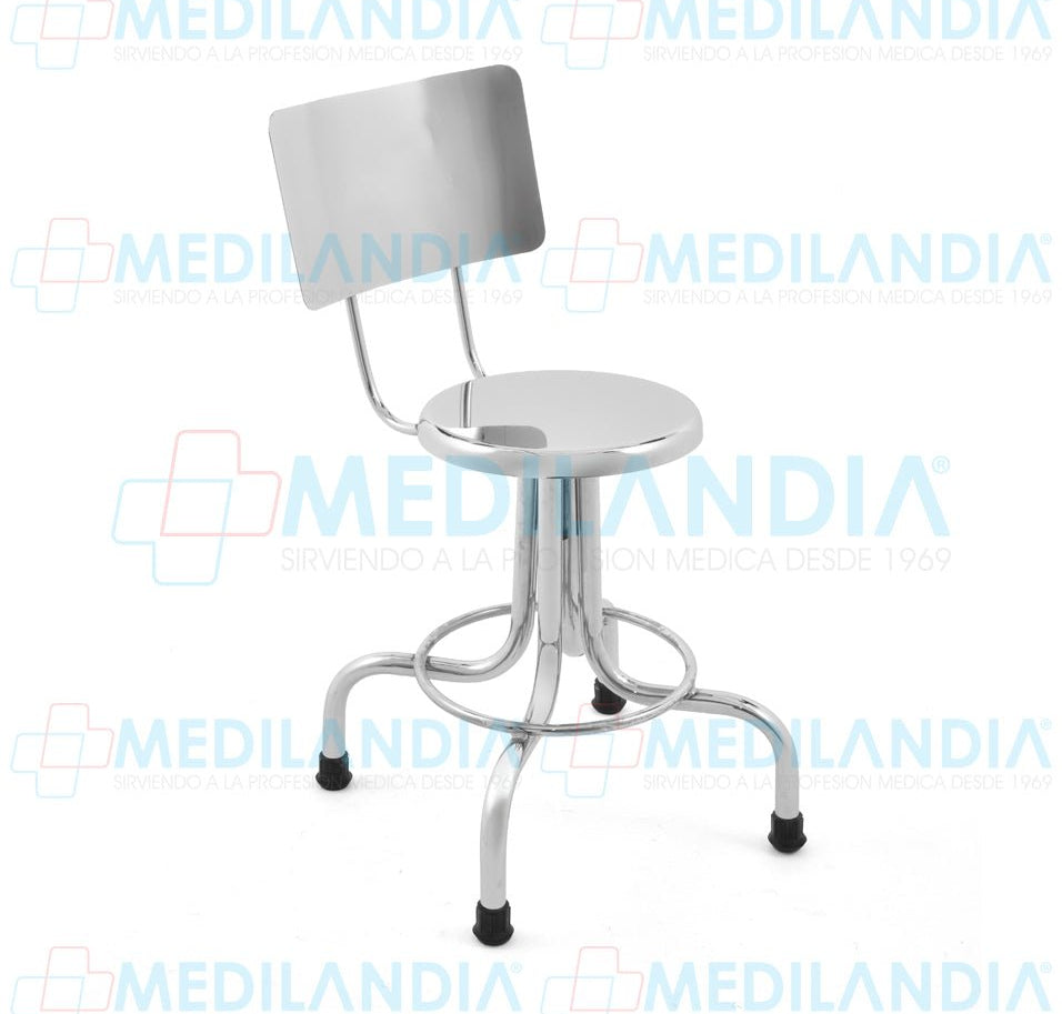 Banco giratorio cromado con respaldo sin ruedas - Banco giratorio - MEDILANDIA- MEDILANDIA | Tienda de productos y equipos médicos de calidad en México | Soluciones profesionales para clínicas, hospitales y consultorios.