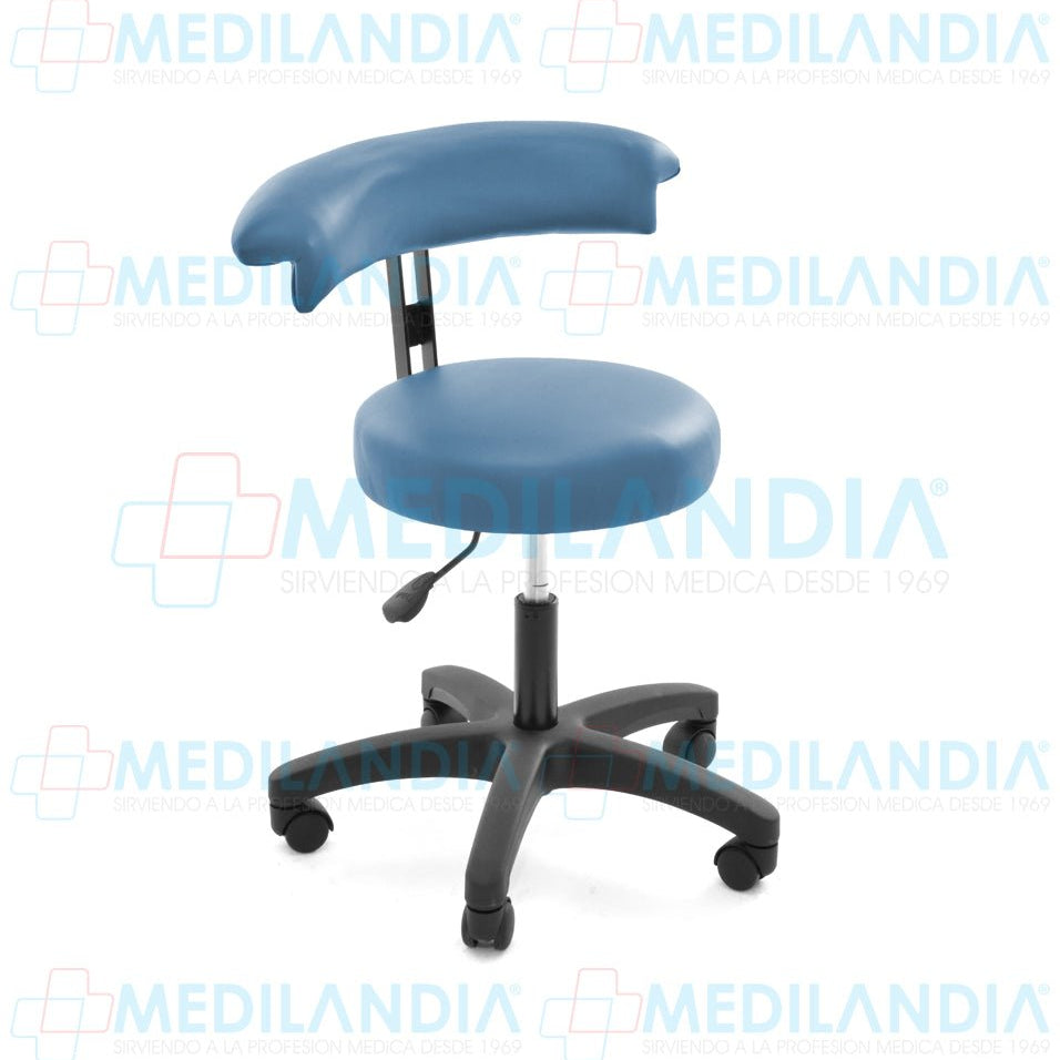 Banco giratorio neumático con ruedas con asiento y respaldo en “T” tapizados - Banco giratorio - MEDILANDIA - MEDILANDIA | Tienda de productos y equipos médicos de calidad en México | Soluciones profesionales para clínicas, hospitales y consultorios.
