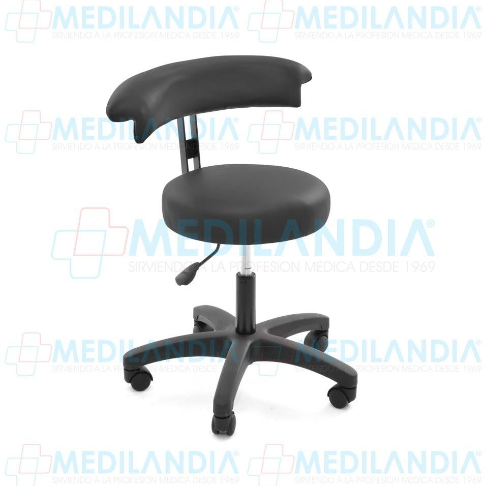 Banco giratorio neumático con ruedas con asiento y respaldo en “T” tapizados - Banco giratorio - MEDILANDIA - MEDILANDIA | Tienda de productos y equipos médicos de calidad en México | Soluciones profesionales para clínicas, hospitales y consultorios.