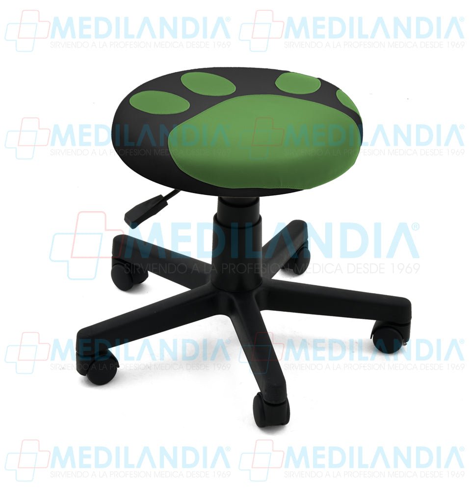 Banco giratorio tapizado con ruedas neumático y figura en forma de huella - Banco giratorio - CIIASA - MEDILANDIA | Tienda de productos y equipos médicos de calidad en México | Soluciones profesionales para clínicas, hospitales y consultorios.