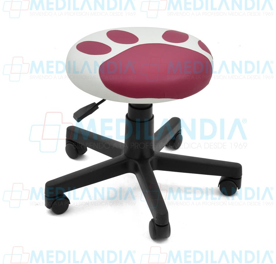 Banco giratorio tapizado con ruedas neumático y figura en forma de huella - Banco giratorio - CIIASA - MEDILANDIA | Tienda de productos y equipos médicos de calidad en México | Soluciones profesionales para clínicas, hospitales y consultorios.