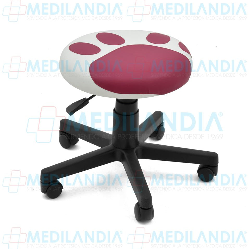 Banco giratorio tapizado con ruedas neumático y figura en forma de huella - Banco giratorio - CIIASA - MEDILANDIA | Tienda de productos y equipos médicos de calidad en México | Soluciones profesionales para clínicas, hospitales y consultorios.