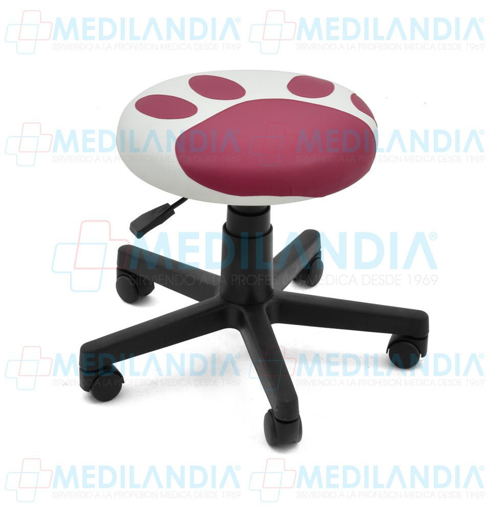 Banco giratorio tapizado con ruedas neumático y figura en forma de huella - Banco giratorio - CIIASA - MEDILANDIA | Tienda de productos y equipos médicos de calidad en México | Soluciones profesionales para clínicas, hospitales y consultorios.