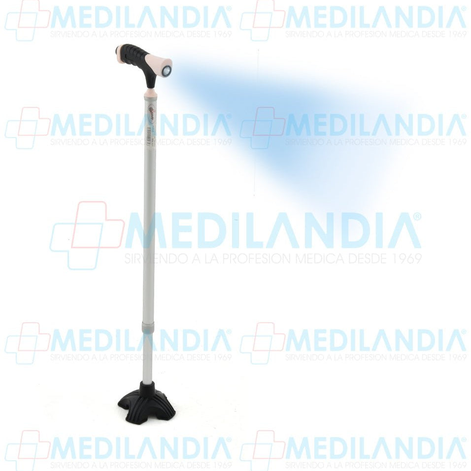 Bastón aluminio mango suave base de 4 apoyos y luz - Bastón - SPEEDY - MEDILANDIA | Tienda de productos y equipos médicos de calidad en México | Soluciones profesionales para clínicas, hospitales y consultorios.