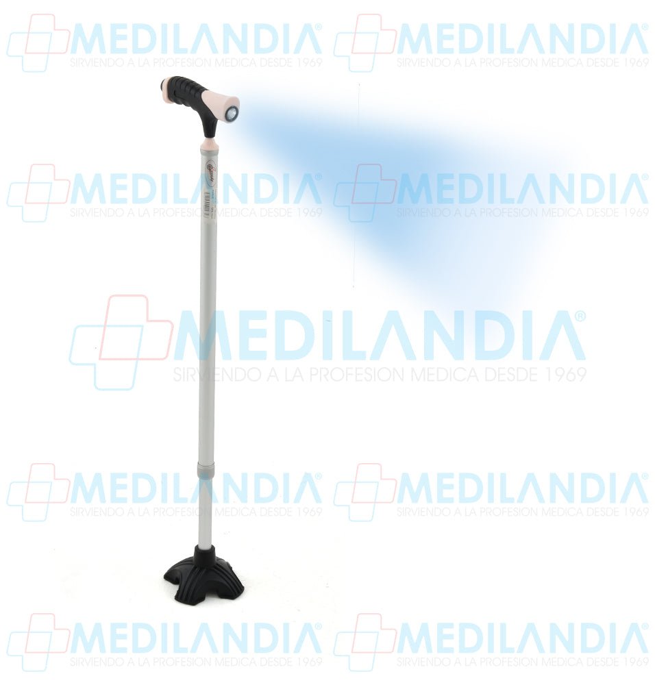 Bastón aluminio mango suave base de 4 apoyos y luz - Bastón - SPEEDY - MEDILANDIA | Tienda de productos y equipos médicos de calidad en México | Soluciones profesionales para clínicas, hospitales y consultorios.