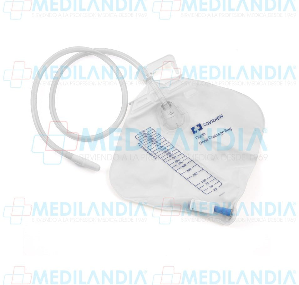 Bolsa recolectora de orina para cama y silla con capacidad de 2,000 ml - Bolsa recolectora - COVIDIEN - MEDILANDIA | Tienda de productos y equipos médicos de calidad en México | Soluciones profesionales para clínicas, hospitales y consultorios.