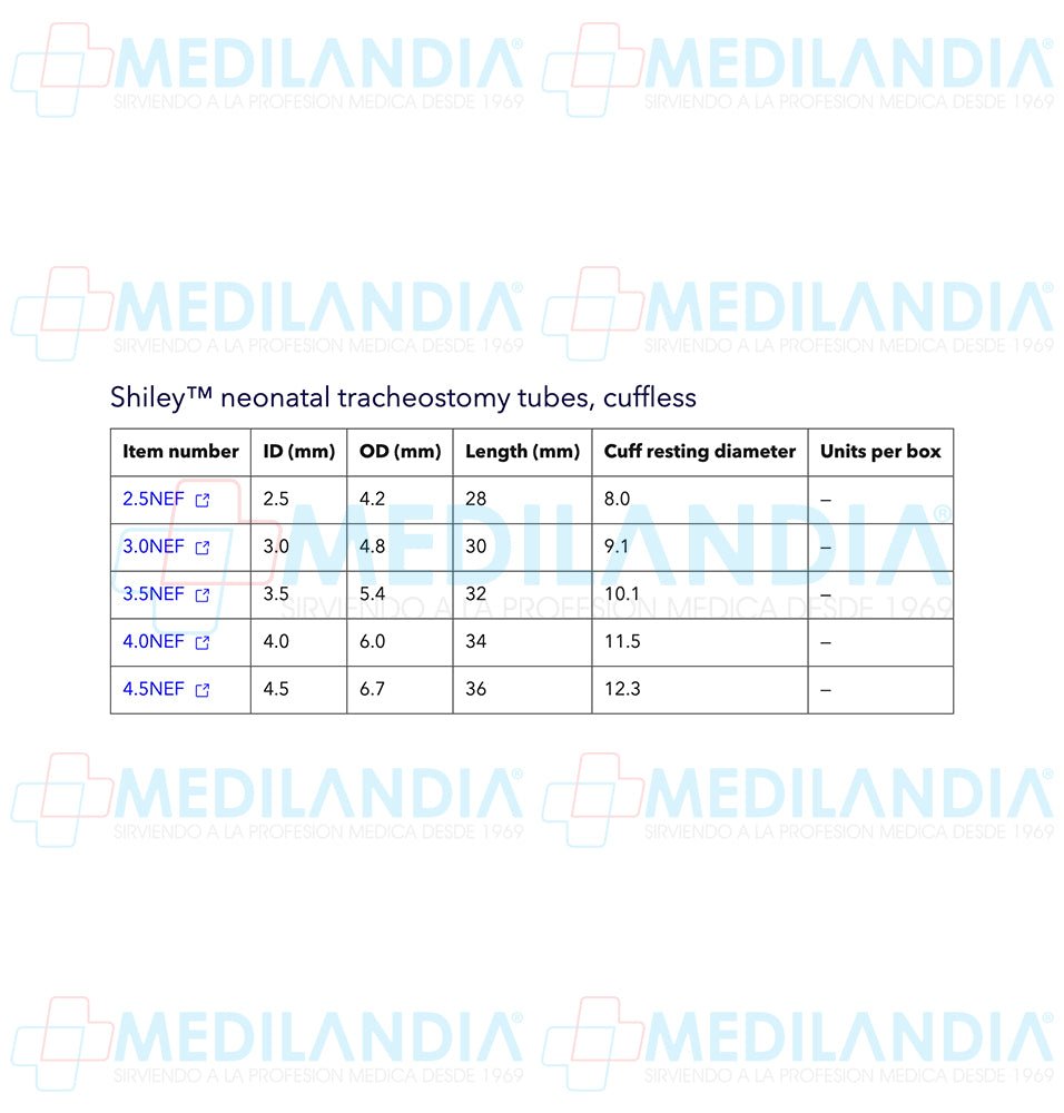 Cánula para traqueostomia neonatal Shiley flexible, sin globo. Varios tamaños - Canula - SHILEY - MEDILANDIA | Tienda de productos y equipos médicos de calidad en México | Soluciones profesionales para clínicas, hospitales y consultorios.