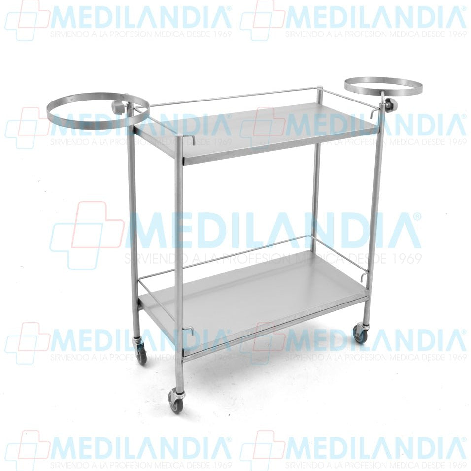 Carro auxiliar clínico con aros - Carro de curaciones - MEDILANDIA- MEDILANDIA | Tienda de productos y equipos médicos de calidad en México | Soluciones profesionales para clínicas, hospitales y consultorios.