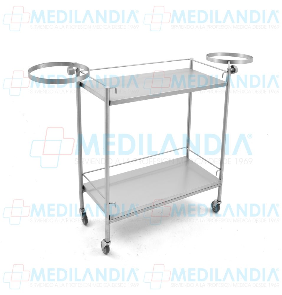 Carro auxiliar clínico con aros - Carro de curaciones - MEDILANDIA- MEDILANDIA | Tienda de productos y equipos médicos de calidad en México | Soluciones profesionales para clínicas, hospitales y consultorios.