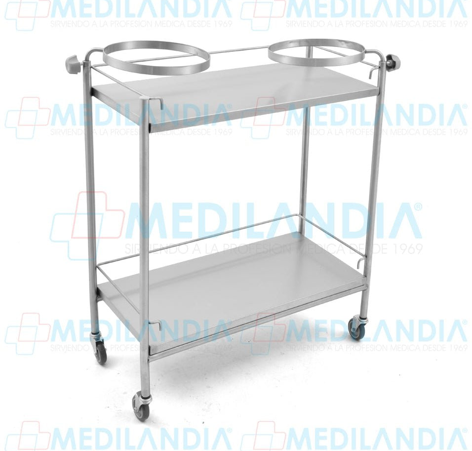 Carro auxiliar clínico con aros - Carro de curaciones - MEDILANDIA- MEDILANDIA | Tienda de productos y equipos médicos de calidad en México | Soluciones profesionales para clínicas, hospitales y consultorios.