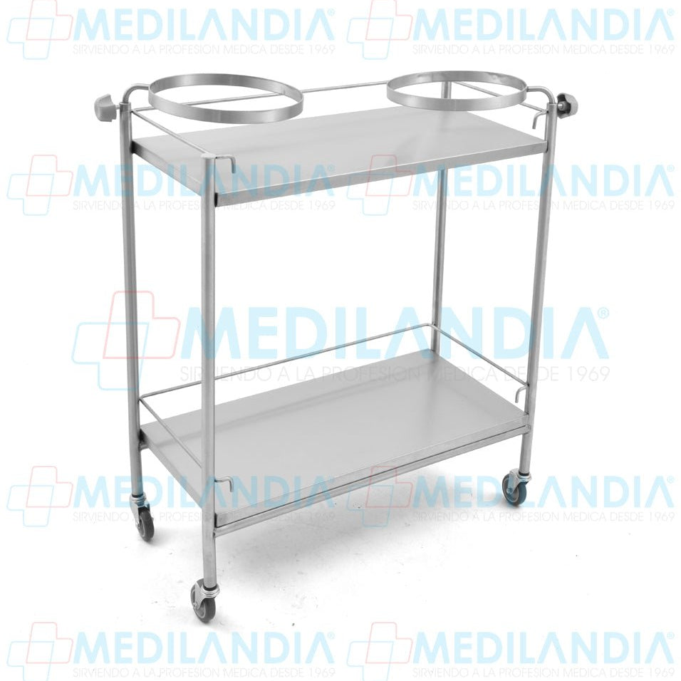 Carro auxiliar clínico con aros - Carro de curaciones - MEDILANDIA- MEDILANDIA | Tienda de productos y equipos médicos de calidad en México | Soluciones profesionales para clínicas, hospitales y consultorios.
