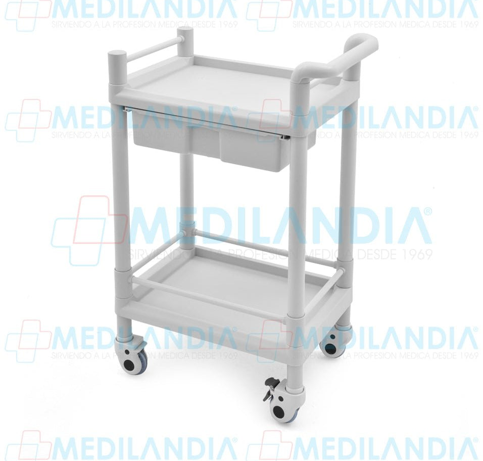 Carro de plástico ABS con cajón para tratamiento - Carro de curaciónes - MEDILANDIA - MEDILANDIA | Tienda de productos y equipos médicos de calidad en México | Soluciones profesionales para clínicas, hospitales y consultorios.