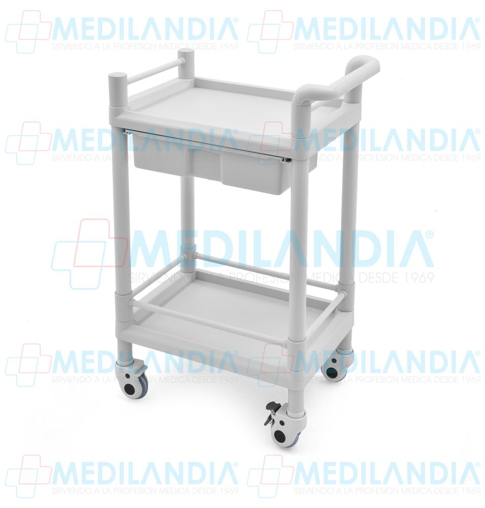 Carro de plástico ABS con cajón para tratamiento - Carro de curaciónes - MEDILANDIA - MEDILANDIA | Tienda de productos y equipos médicos de calidad en México | Soluciones profesionales para clínicas, hospitales y consultorios.