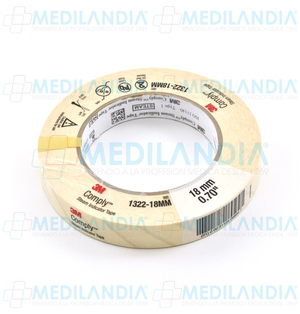 Cinta testigo de 18 mm x 55 m para esterilizar en vapor - Cinta testigo - 3M - MEDILANDIA | Tienda de productos y equipos médicos de calidad en México | Soluciones profesionales para clínicas, hospitales y consultorios.