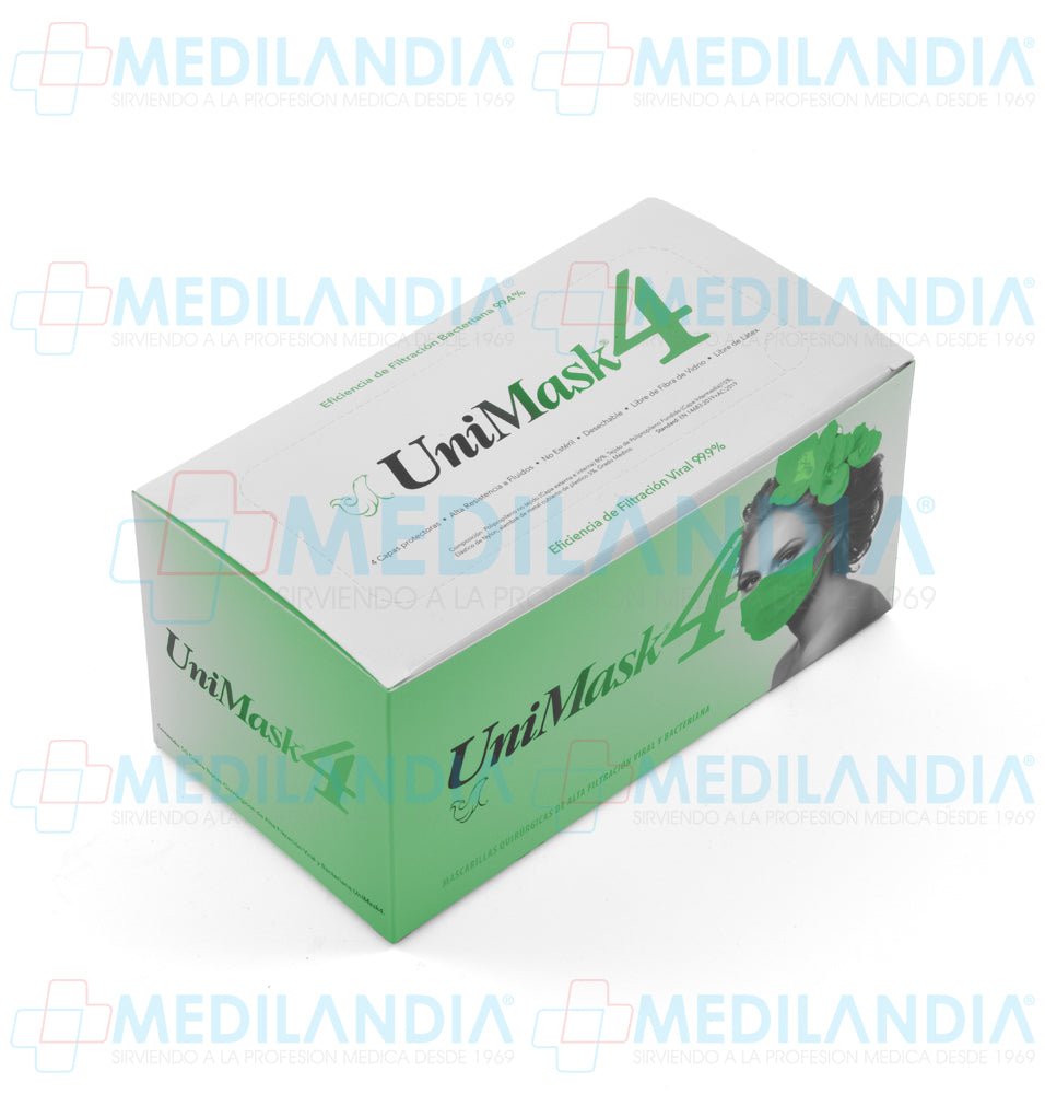 Cubre bocas quirúrgico de 4 capas plisadas - Cubrebocas - UNISEAL - MEDILANDIA | Tienda de productos y equipos médicos de calidad en México | Soluciones profesionales para clínicas, hospitales y consultorios.