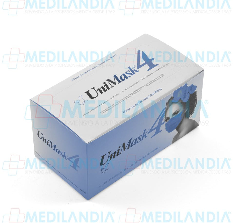 Cubre bocas quirúrgico de 4 capas plisadas - Cubrebocas - UNISEAL - MEDILANDIA | Tienda de productos y equipos médicos de calidad en México | Soluciones profesionales para clínicas, hospitales y consultorios.
