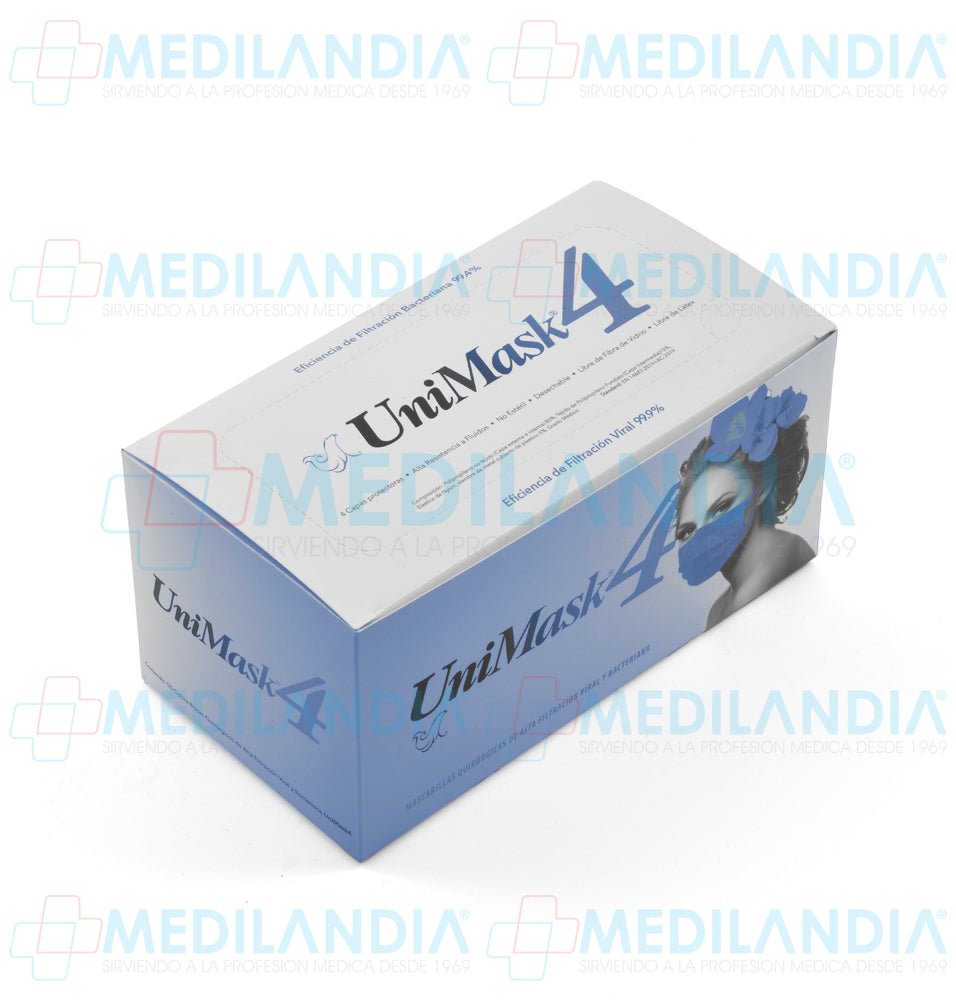 Cubre bocas quirúrgico de 4 capas plisadas - Cubrebocas - UNISEAL - MEDILANDIA | Tienda de productos y equipos médicos de calidad en México | Soluciones profesionales para clínicas, hospitales y consultorios.
