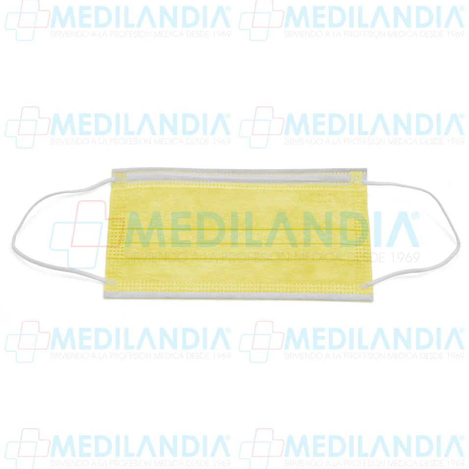 Cubrebocas de 3 pliegues Amarillo caja con 50 piezas - Cubrebocas - AMBIDERM - MEDILANDIA | Tienda de productos y equipos médicos de calidad en México | Soluciones profesionales para clínicas, hospitales y consultorios.