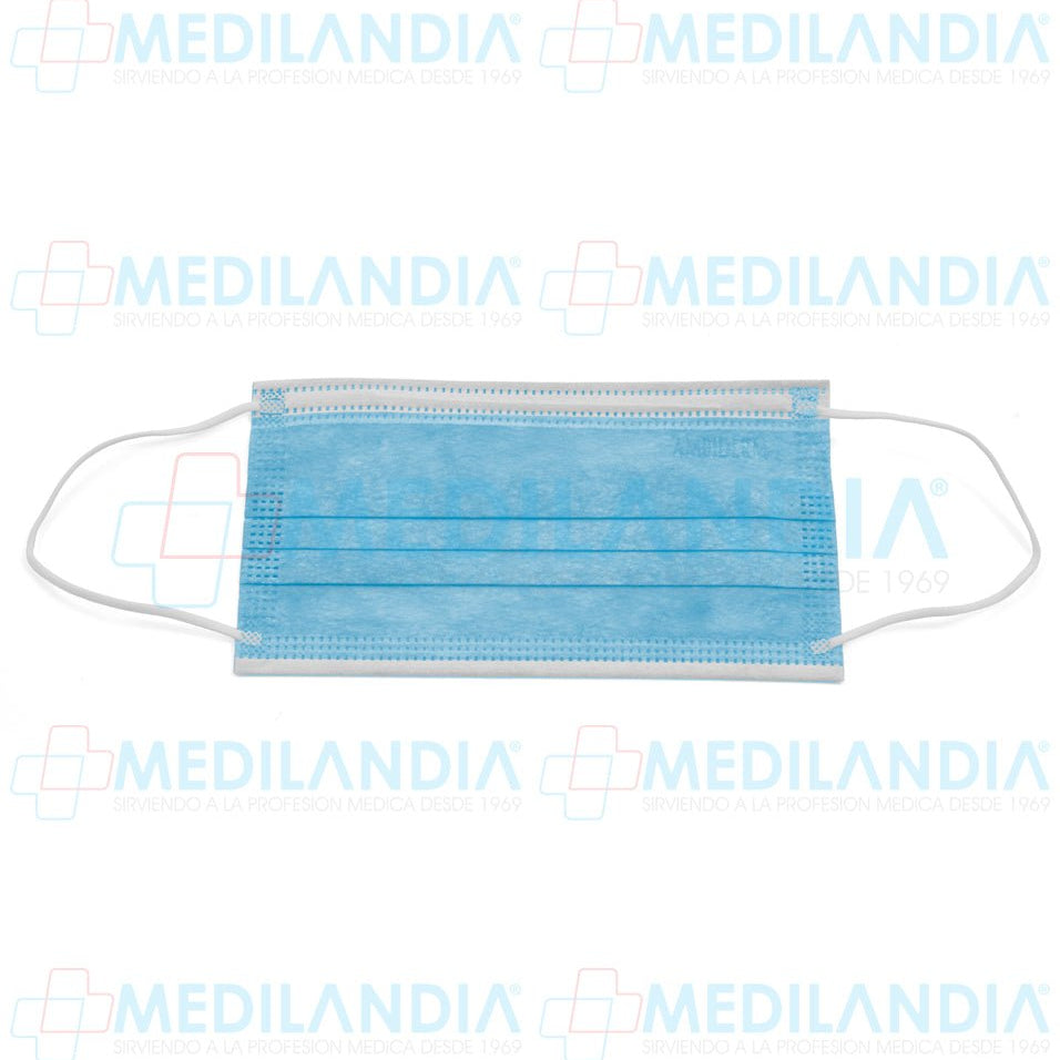 Cubrebocas de 3 pliegues Azul caja con 50 piezas - Cubrebocas - AMBIDERM - MEDILANDIA | Tienda de productos y equipos médicos de calidad en México | Soluciones profesionales para clínicas, hospitales y consultorios.