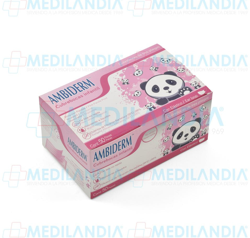 Cubrebocas de 3 pliegues Infantil con estampado de pandas - Cubrebocas - AMBIDERM - MEDILANDIA | Tienda de productos y equipos médicos de calidad en México | Soluciones profesionales para clínicas, hospitales y consultorios.