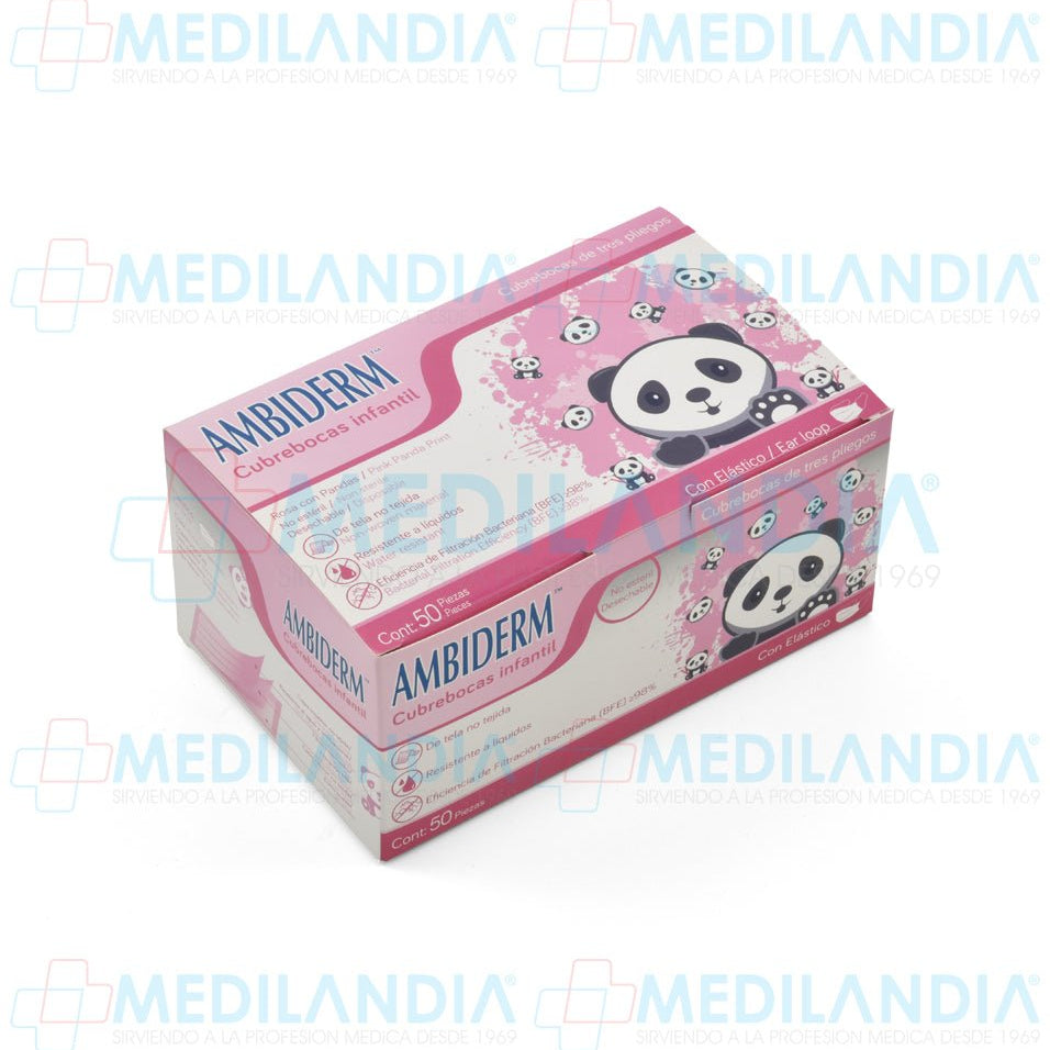 Cubrebocas de 3 pliegues Infantil con estampado de pandas - Cubrebocas - AMBIDERM - MEDILANDIA | Tienda de productos y equipos médicos de calidad en México | Soluciones profesionales para clínicas, hospitales y consultorios.