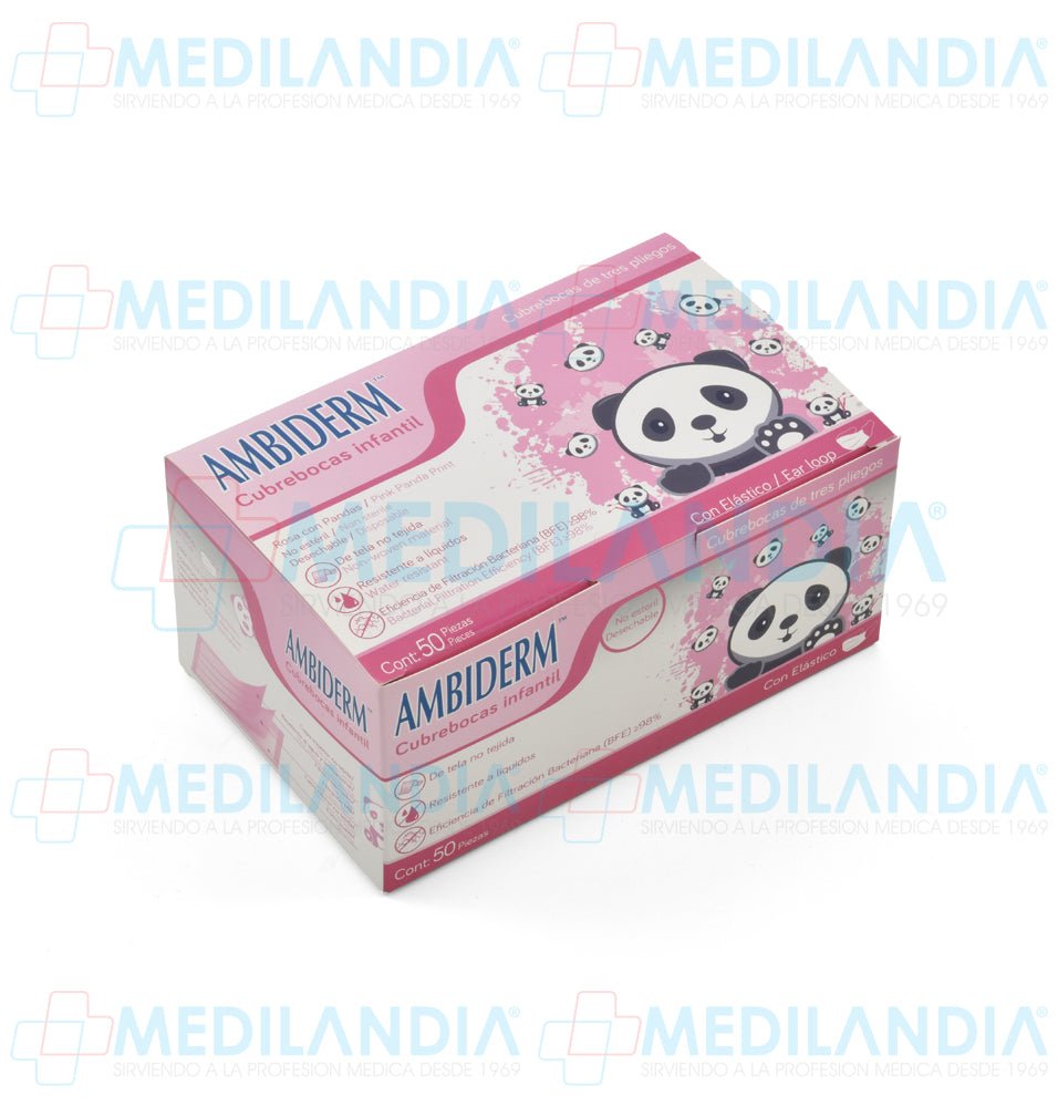 Cubrebocas de 3 pliegues Infantil con estampado de pandas - Cubrebocas - AMBIDERM - MEDILANDIA | Tienda de productos y equipos médicos de calidad en México | Soluciones profesionales para clínicas, hospitales y consultorios.