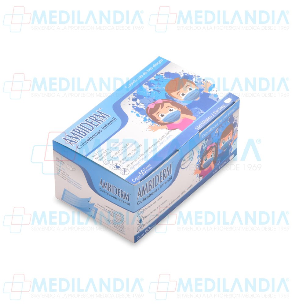 Cubrebocas de 3 pliegues Infantil - Cubrebocas - AMBIDERM - MEDILANDIA | Tienda de productos médicos