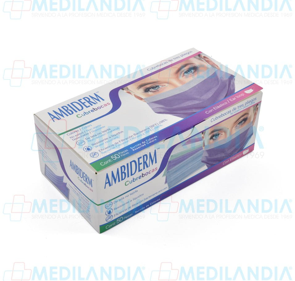 Cubrebocas de 3 pliegues Multicilor - Cubrebocas - AMBIDERM - MEDILANDIA | Tienda de productos y equipos médicos de calidad en México | Soluciones profesionales para clínicas, hospitales y consultorios.