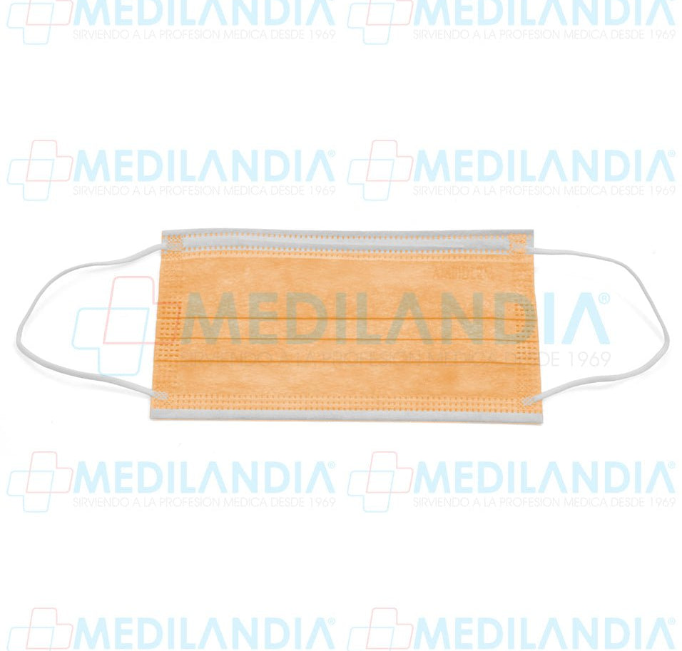 Cubrebocas de 3 pliegues Naranja caja con 50 piezas - Cubrebocas - AMBIDERM - MEDILANDIA | Tienda de productos y equipos médicos de calidad en México | Soluciones profesionales para clínicas, hospitales y consultorios.
