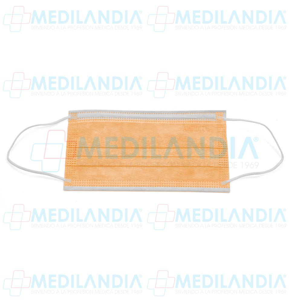 Cubrebocas de 3 pliegues Naranja caja con 50 piezas - Cubrebocas - AMBIDERM - MEDILANDIA | Tienda de productos y equipos médicos de calidad en México | Soluciones profesionales para clínicas, hospitales y consultorios.