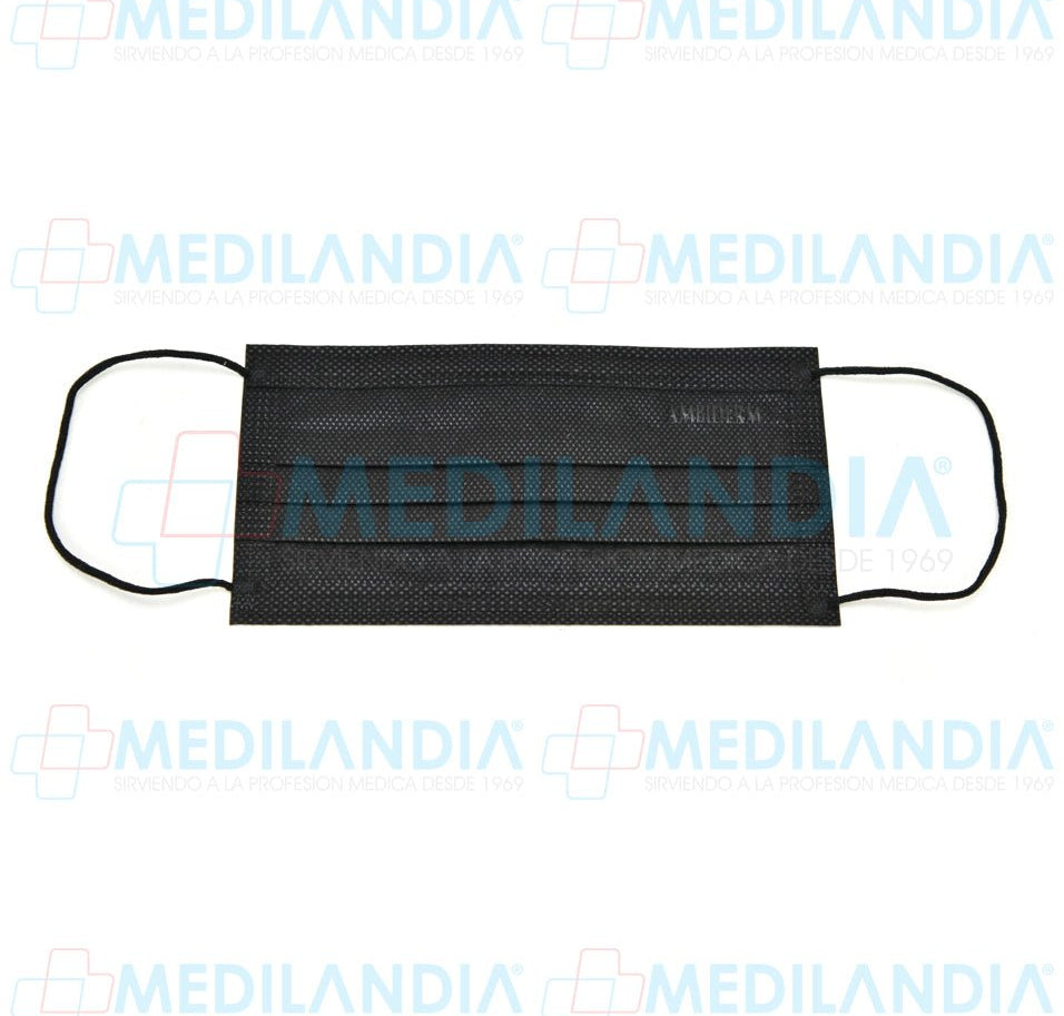 Cubrebocas de 3 pliegues Negro - Cubrebocas - AMBIDERM - MEDILANDIA | Tienda de productos médicos