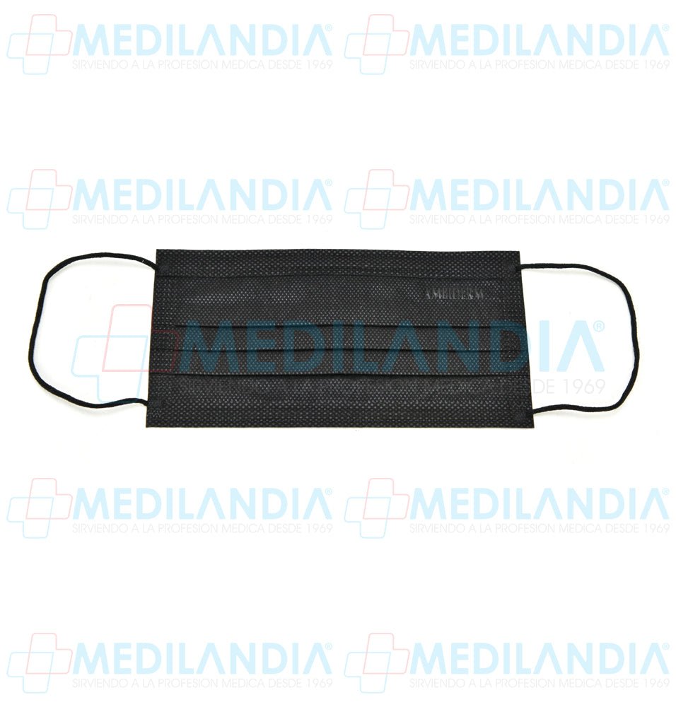 Cubrebocas de 3 pliegues Negro - Cubrebocas - AMBIDERM - MEDILANDIA | Tienda de productos médicos