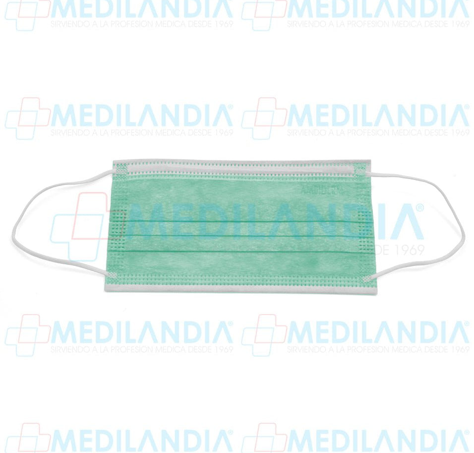 Cubrebocas de 3 pliegues Verde caja con 50 piezas - Cubrebocas - AMBIDERM - MEDILANDIA | Tienda de productos y equipos médicos de calidad en México | Soluciones profesionales para clínicas, hospitales y consultorios.