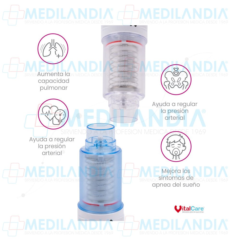 Ejercitador pulmonar IMT/PEP de doble acción (2 en 1) para entrenamiento respiratorio - Ejercitador pulmonar - VITALCARE- MEDILANDIA | Tienda de productos y equipos médicos de calidad en México | Soluciones profesionales para clínicas, hospitales y consultorios.