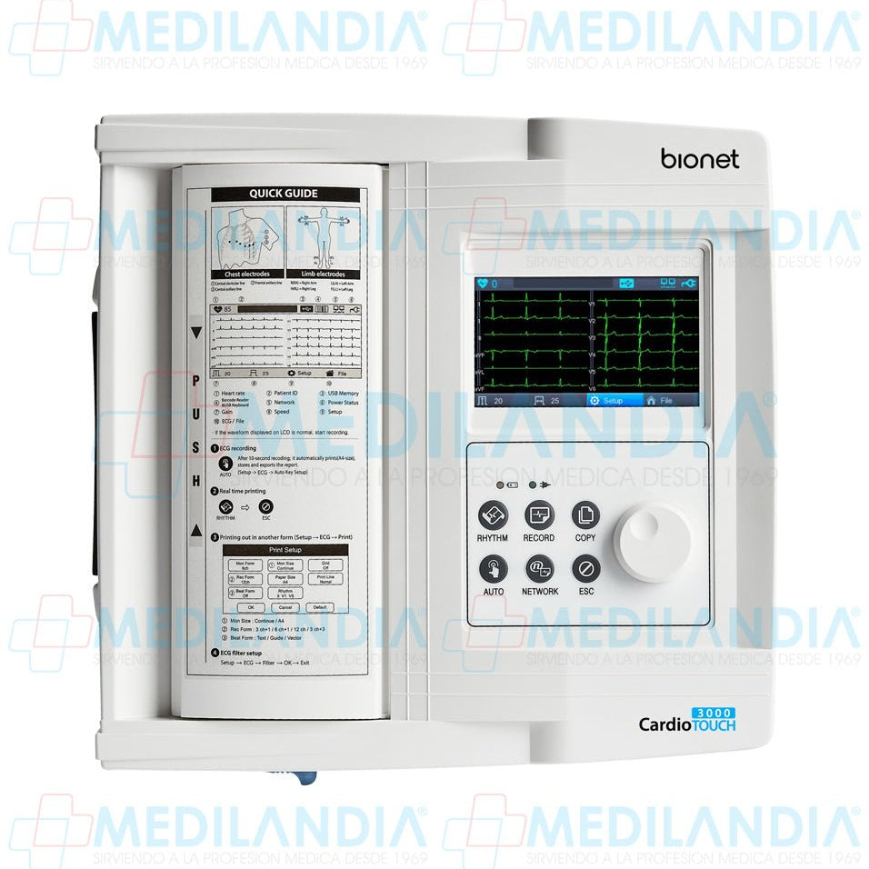Electro cardiógrafo ECG / EKG de 12 canales con pantalla táctil de 4.3” - Electrocardiógrafo - BIONET - MEDILANDIA | Tienda de productos y equipos médicos de calidad en México | Soluciones profesionales para clínicas, hospitales y consultorios.