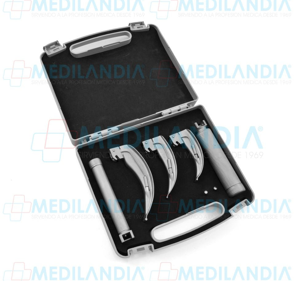 Estuche de laringoscopio con 3 hojas Macintosh curvas - Estuche de laringoscopio - HEMCO- MEDILANDIA | Tienda de productos y equipos médicos de calidad en México | Soluciones profesionales para clínicas, hospitales y consultorios.