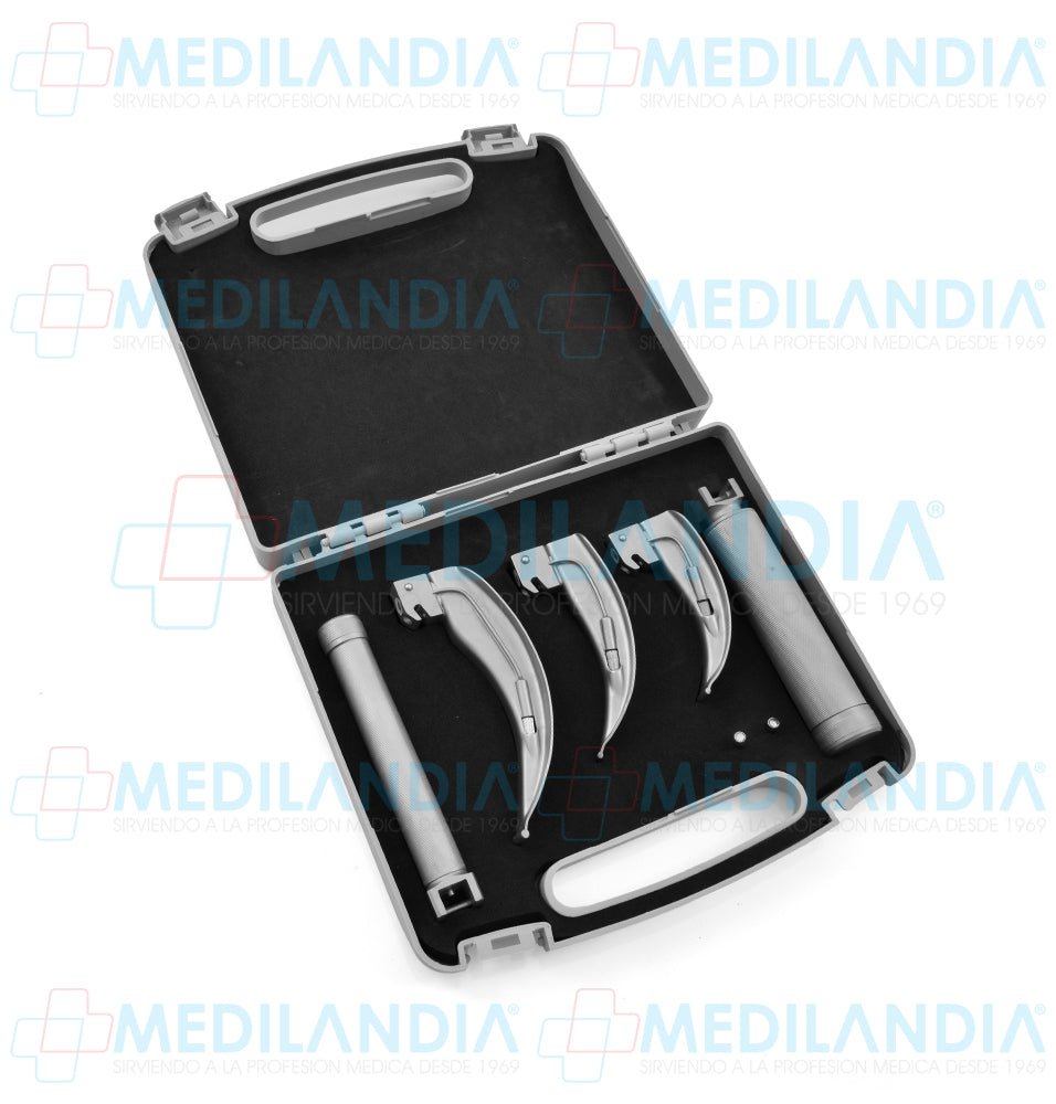 Estuche de laringoscopio con 3 hojas Macintosh curvas - Estuche de laringoscopio - HEMCO- MEDILANDIA | Tienda de productos y equipos médicos de calidad en México | Soluciones profesionales para clínicas, hospitales y consultorios.
