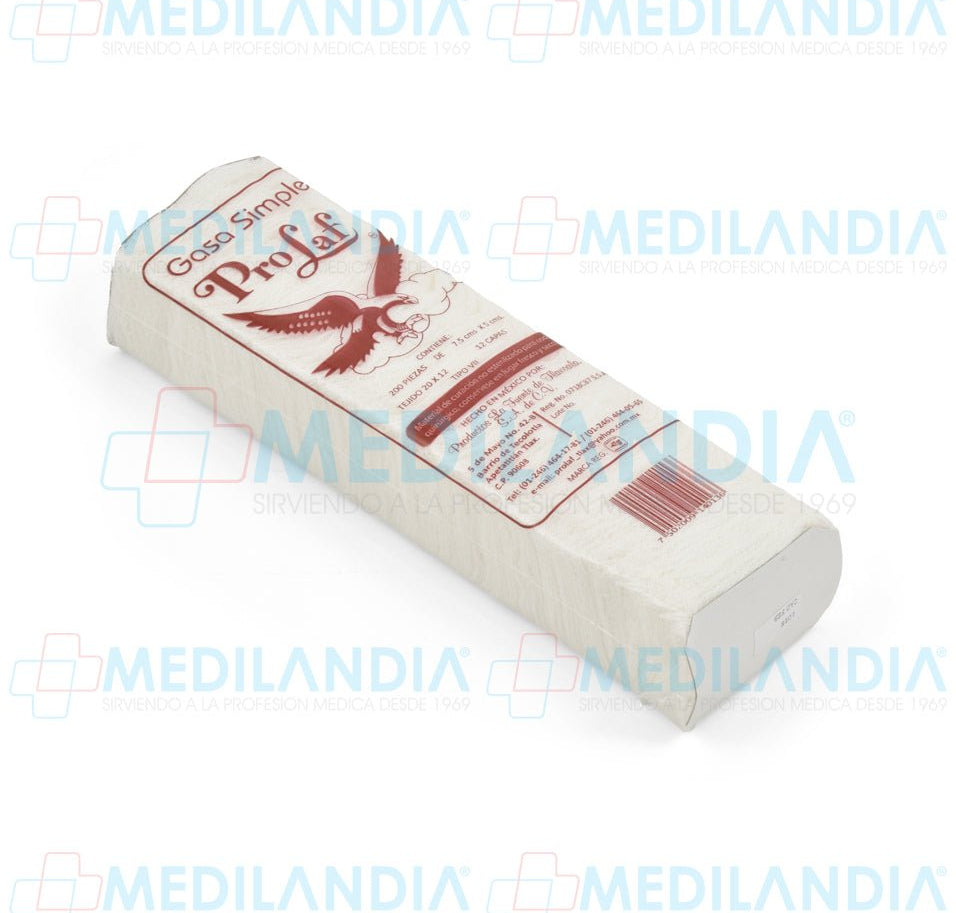 Gasa simple no estéril 7.5 X 5 cm - Gasa - PRO LAF - MEDILANDIA | Tienda de productos y equipos médicos de calidad en México | Soluciones profesionales para clínicas, hospitales y consultorios.